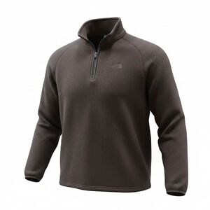 The North Face Mens XXL Brown Waffle Knit Quarter Zip Fleece Pullover Sweater